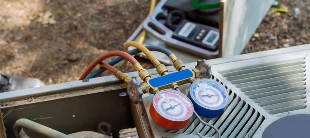 close up of ac unit being repaired in san antonio